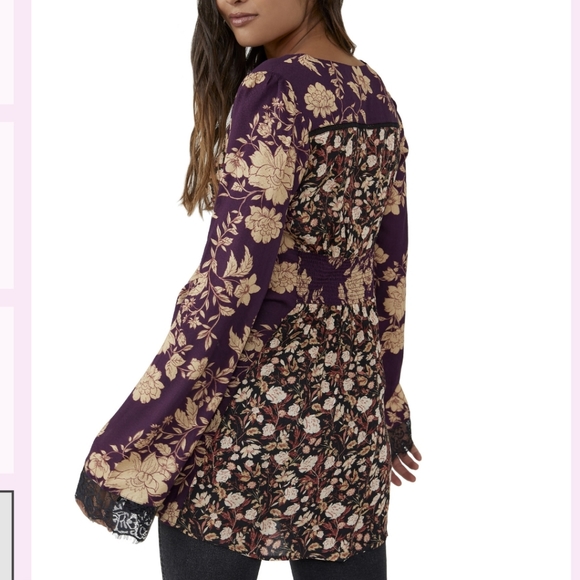 Gifted! Not available! NWT Free People Odette Printed Tunic Top - Expresso Combo - Picture 2 of 10